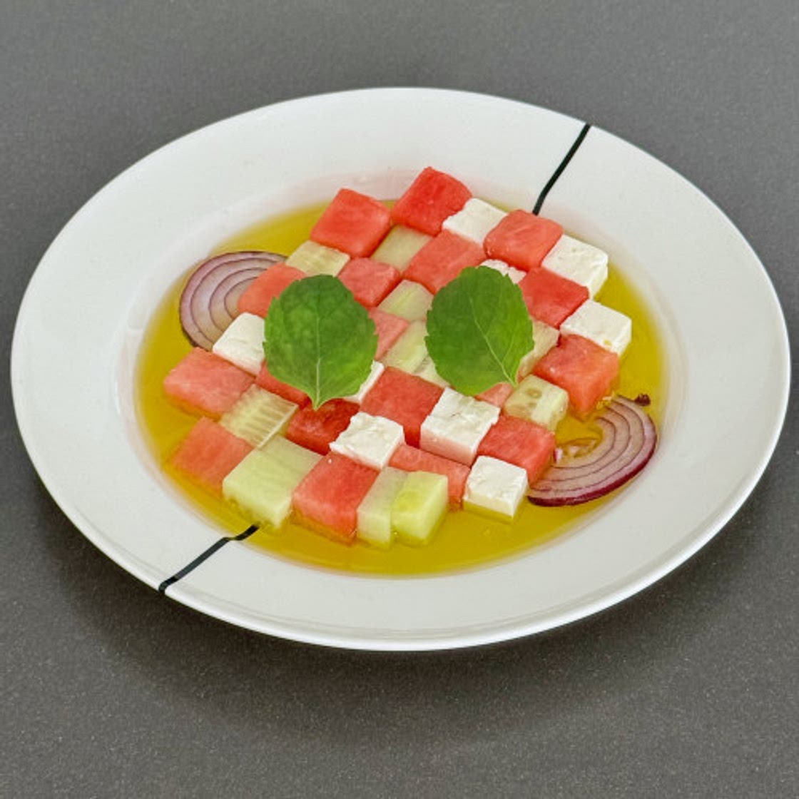 Watermelon-feta chill grid