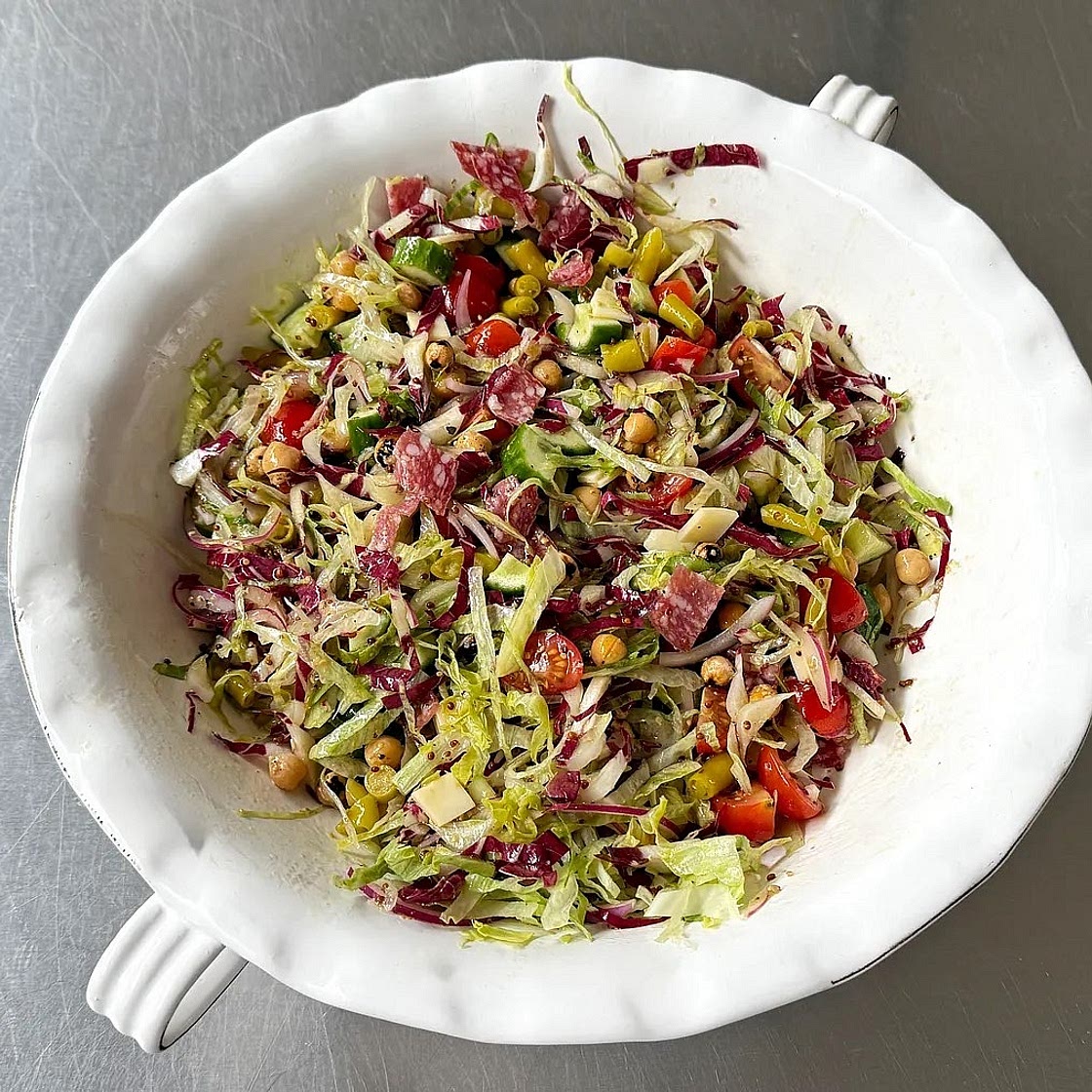 Charred chickpea chopped salad