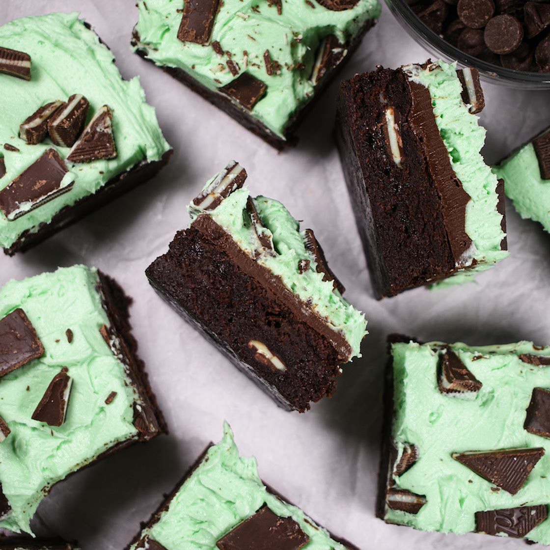 Mint Brownies with Buttercream Frosting