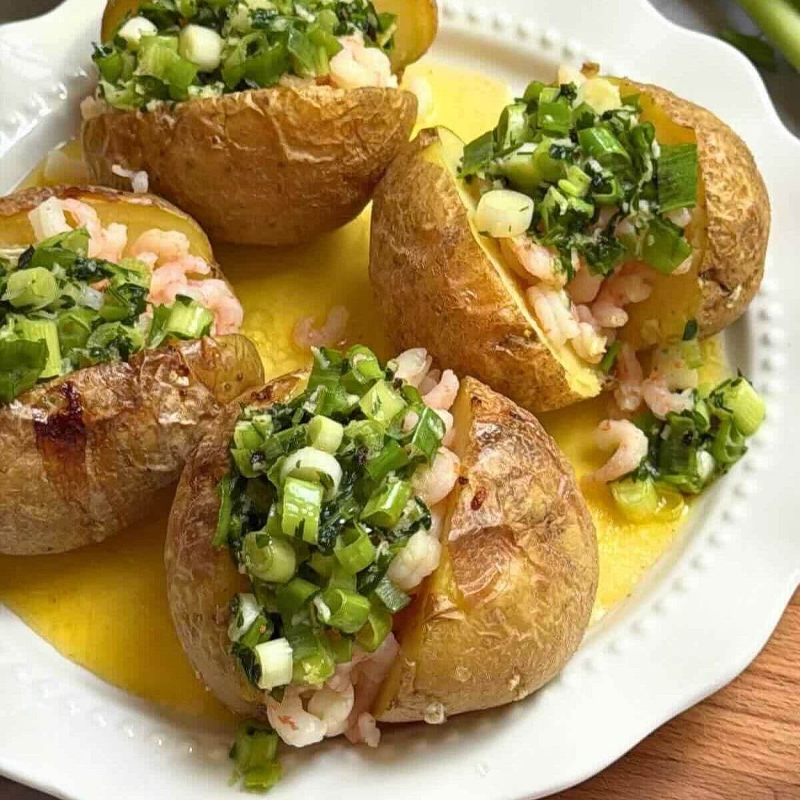 Baked Potatoes with Shrimp and Garlic Butter