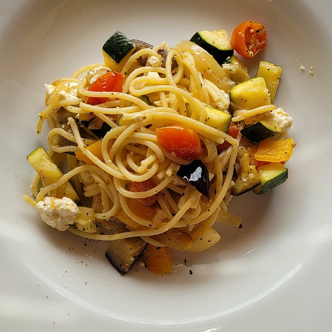 Courgette, Aubergine and Feta Pasta