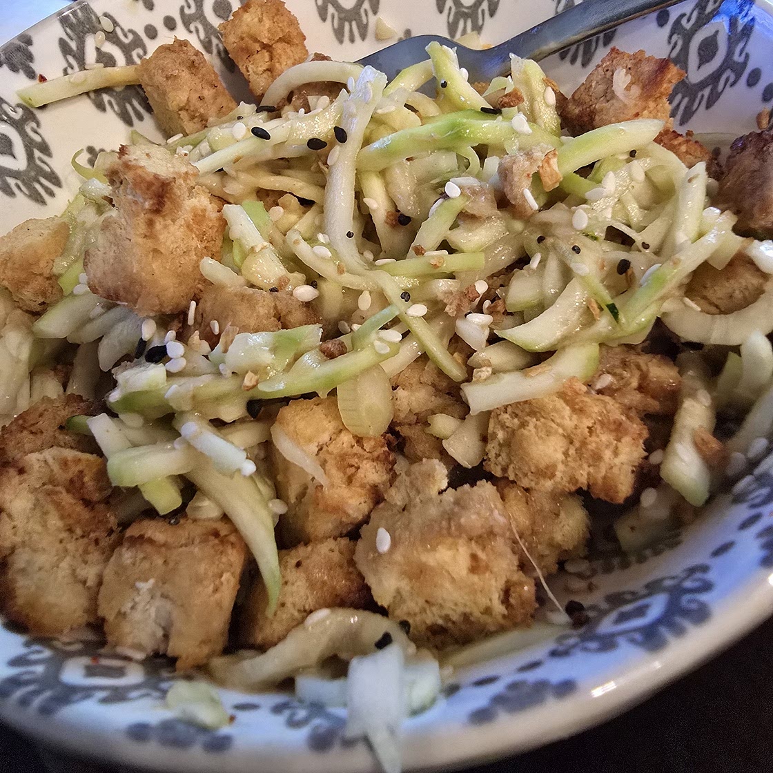 Crispy Sesame Tofu with Zucchini Noodle (Vegetarian Meal Prep)