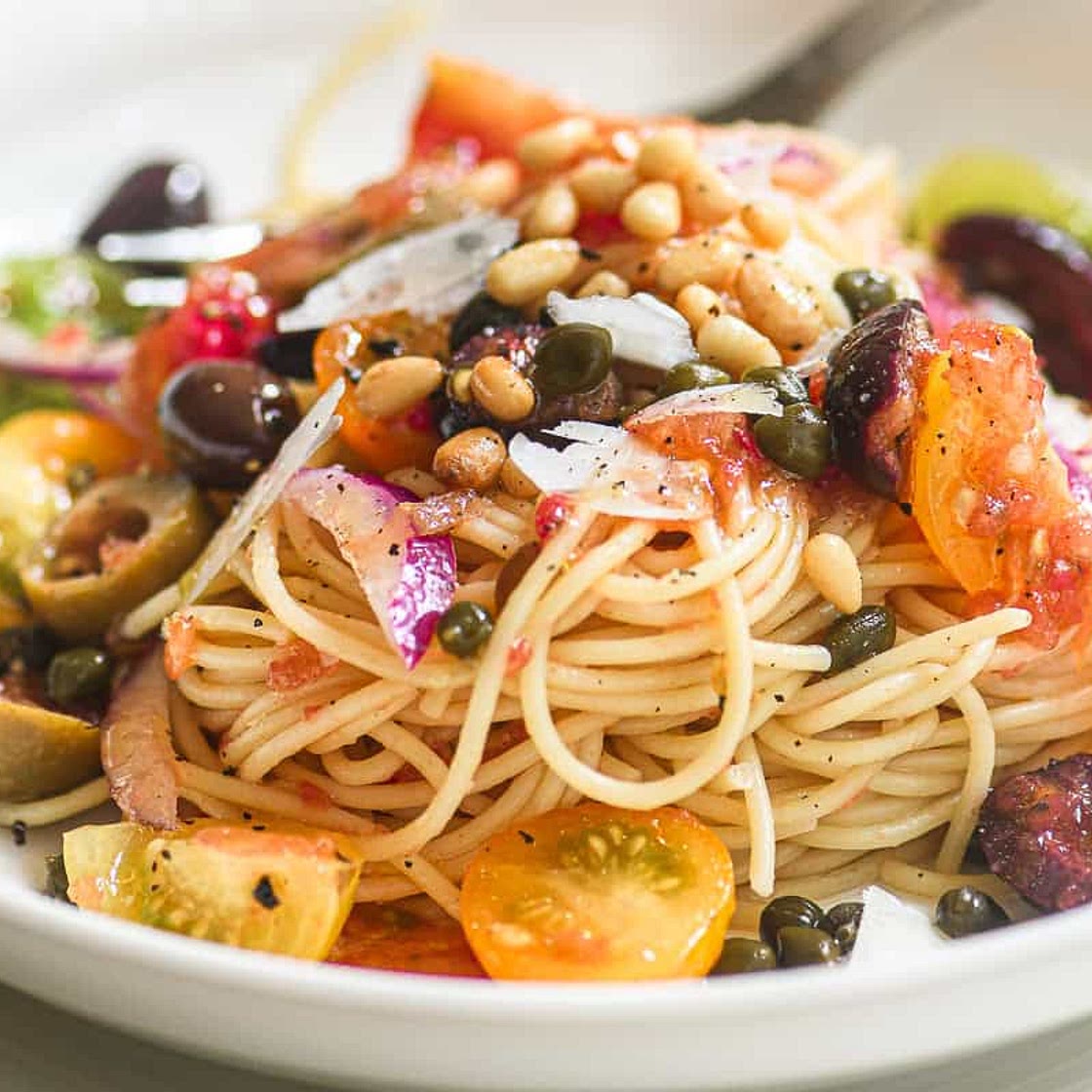 No Cook Mediterranean Pasta Sauce