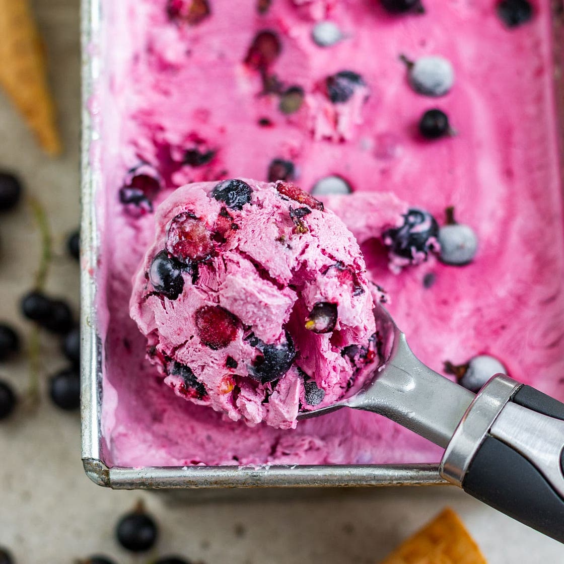 No-Churn Blackcurrant Ice Cream