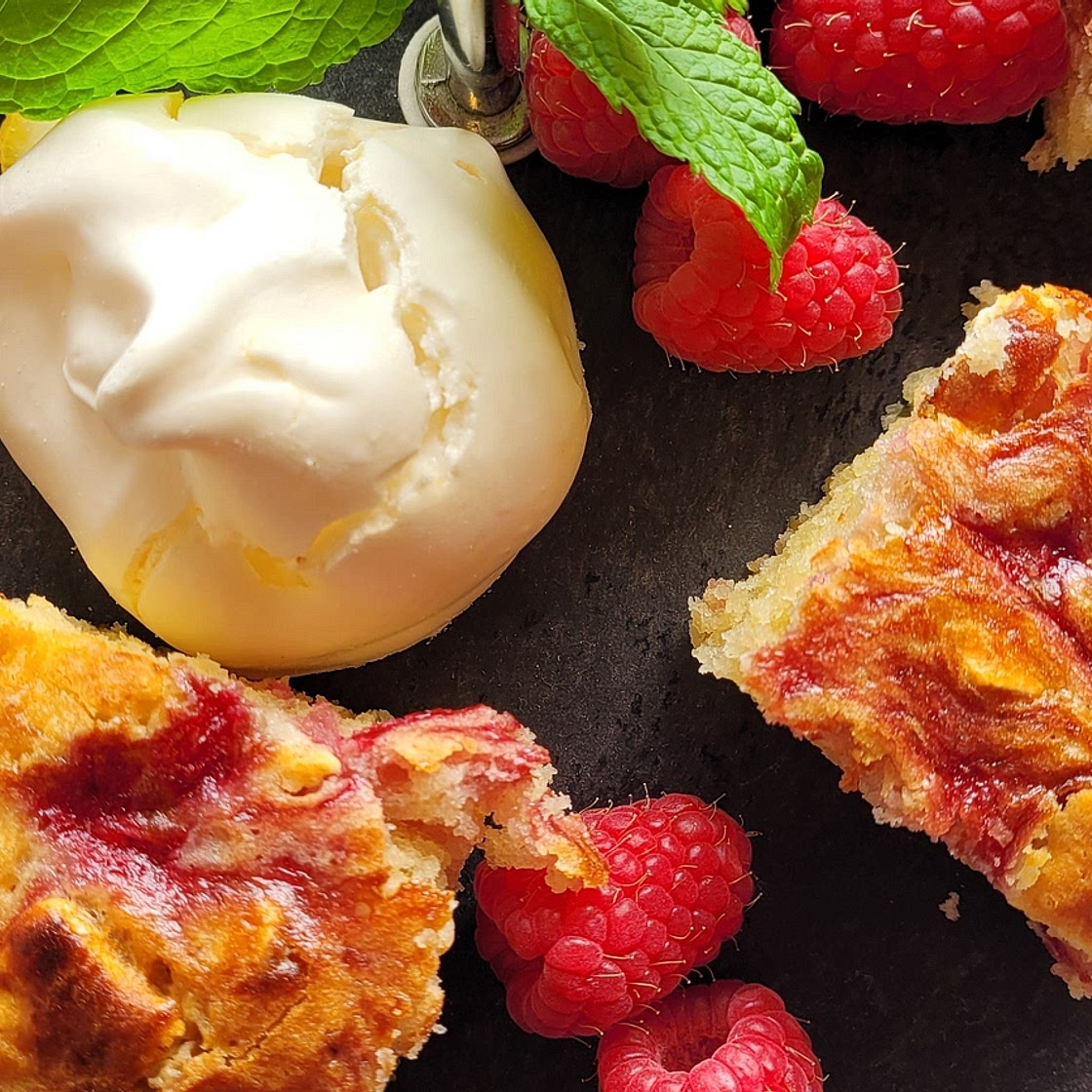 Raspberry and Lemon Meringue Blondies