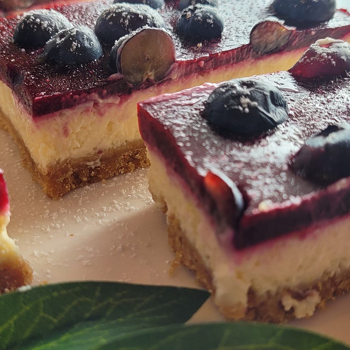 Baked Lemon and Berry Cheesecake Slices