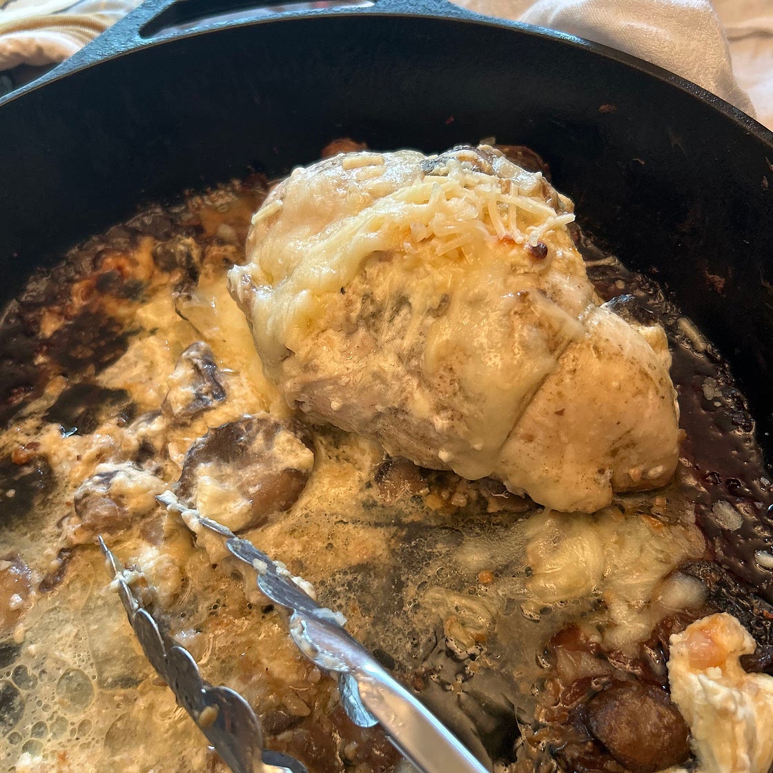 Cheesy Garlic Butter Mushroom Stuffed Chicken
