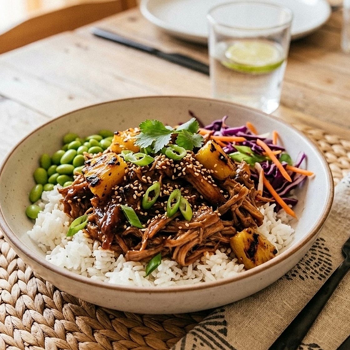 Pineapple Teriyaki Pulled Pork Rice Bowl