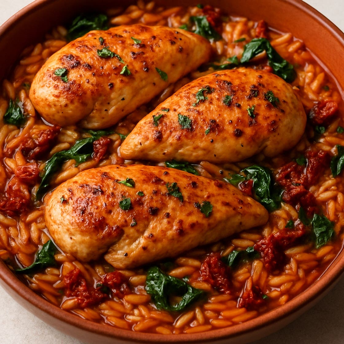 Sundried tomato orzo chicken