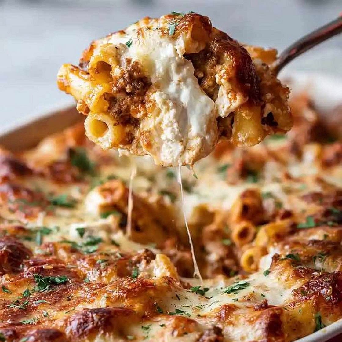 Baked Ziti with Ground Beef and Ricotta