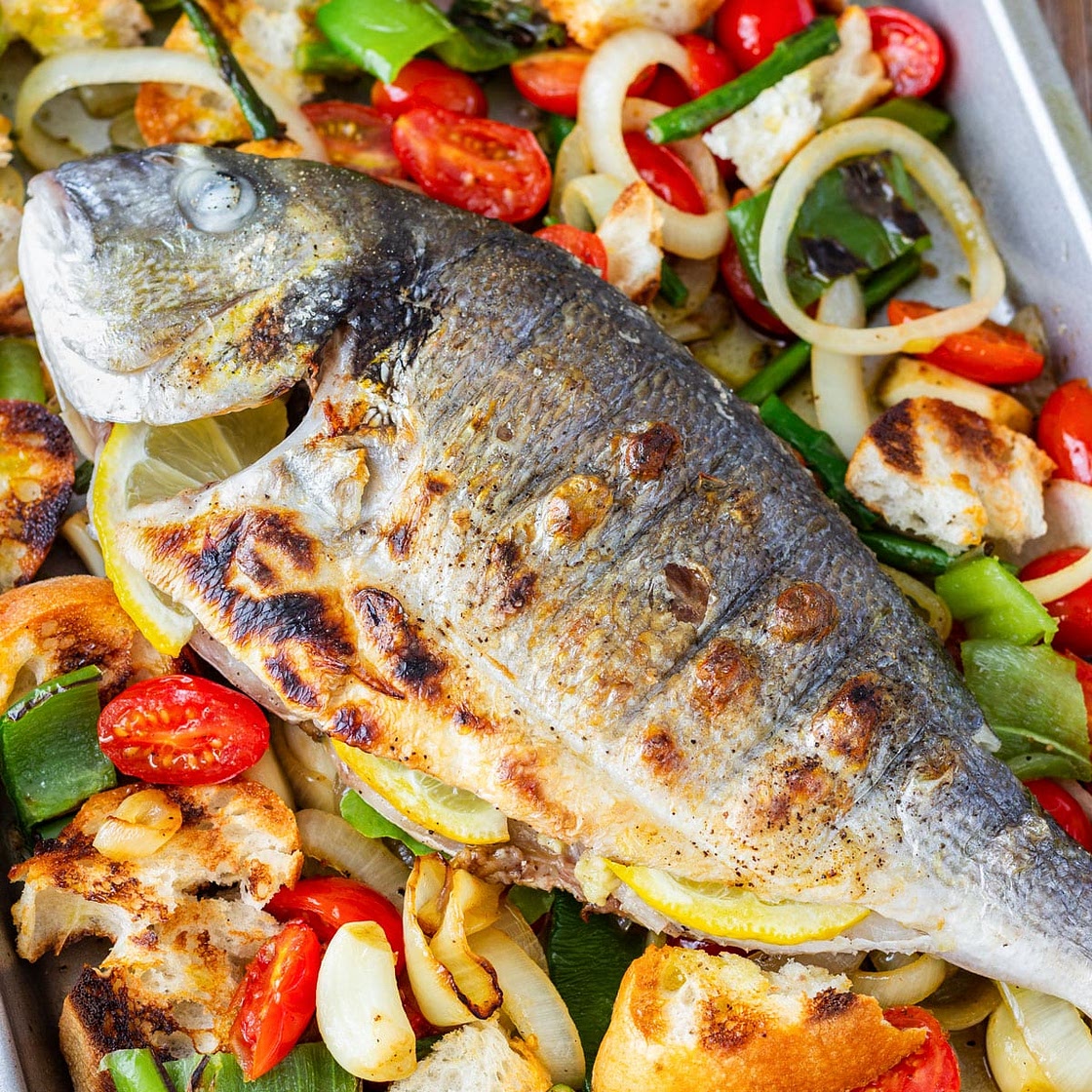 Grilled Whole Fish with Italian Bread Salad