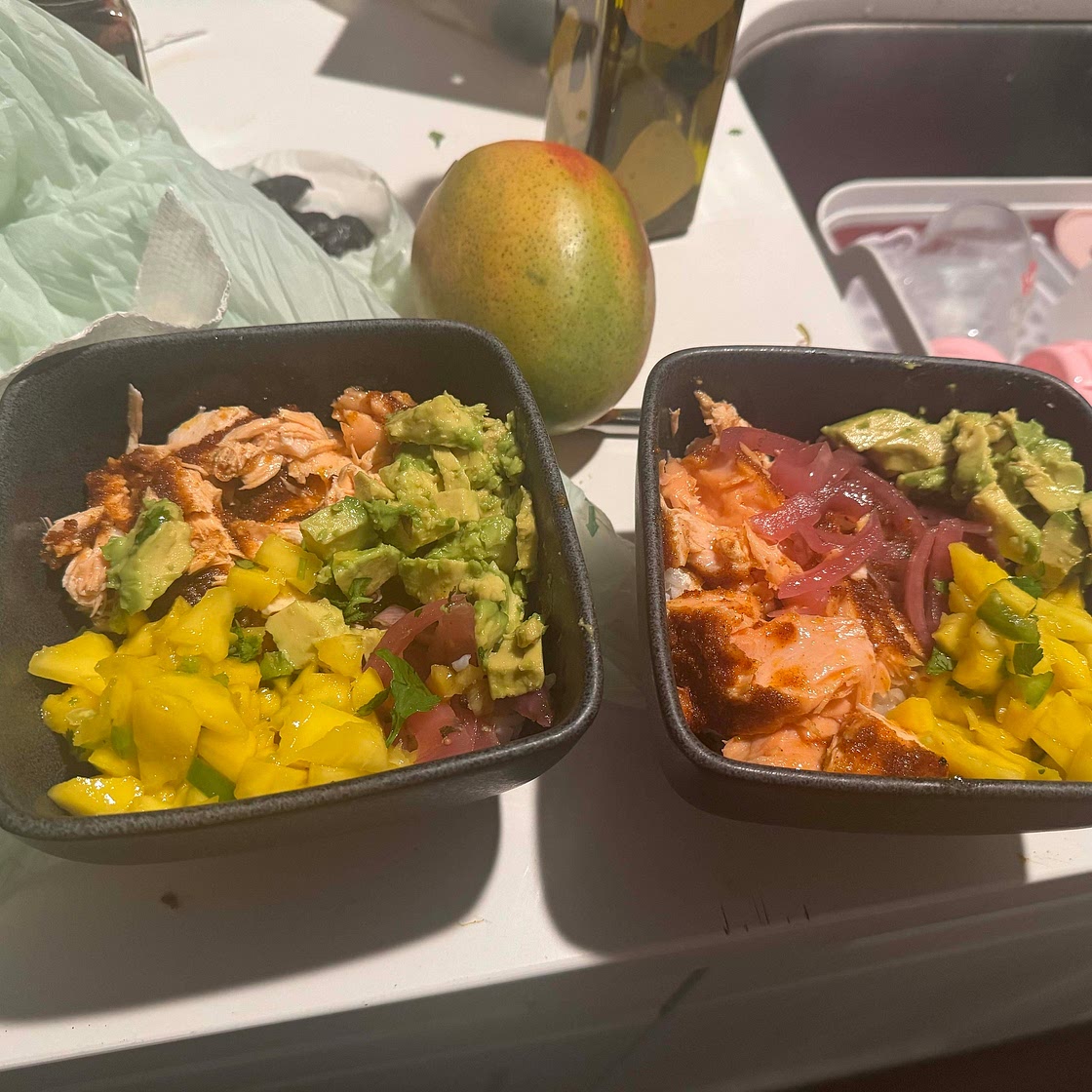 BBQ Salmon Bowls with Mango Avocado Salsa