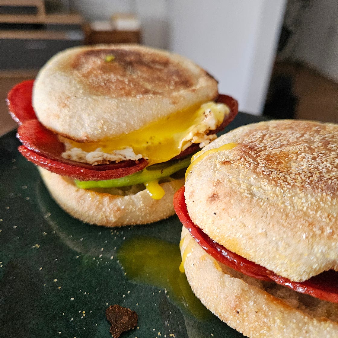 Istanbul-Inspired Sucuk & Runny Egg Muffin Sandwich