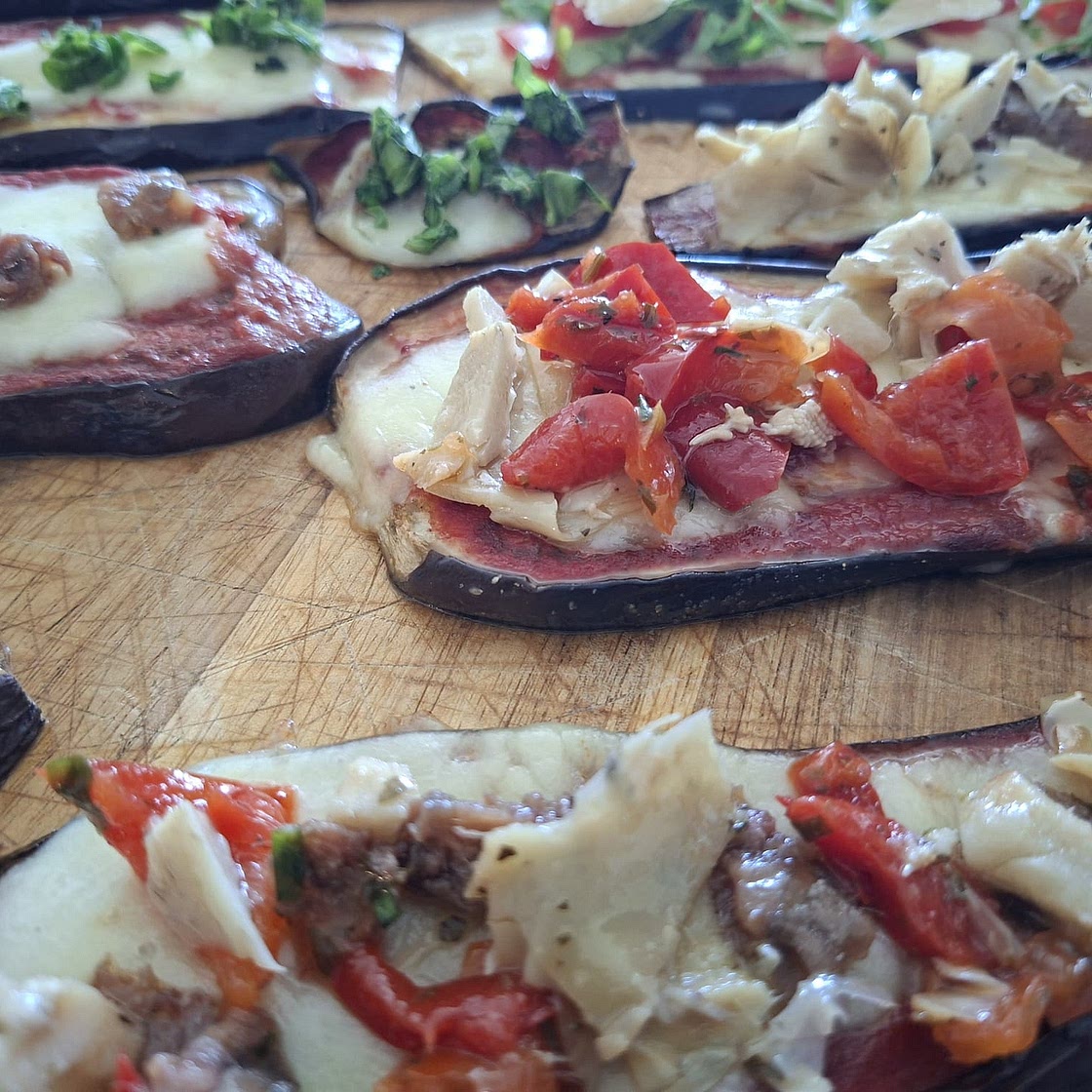 Eggplant Pizzaiola - Marinated Artichokes and Bell Peppers