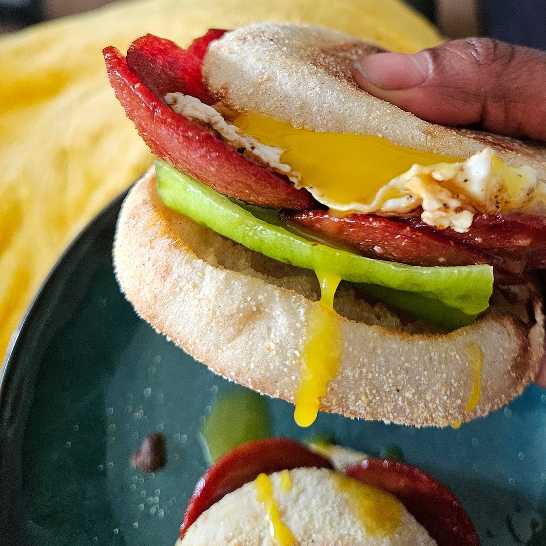 Istanbul-Inspired Sucuk & Runny Egg Muffin Sandwich