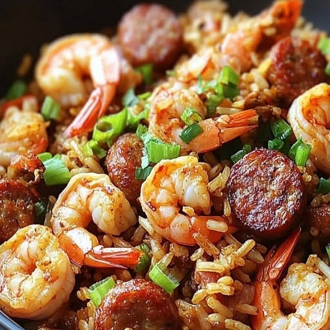 Sausage and Shrimp Dirty Rice with Broccoli