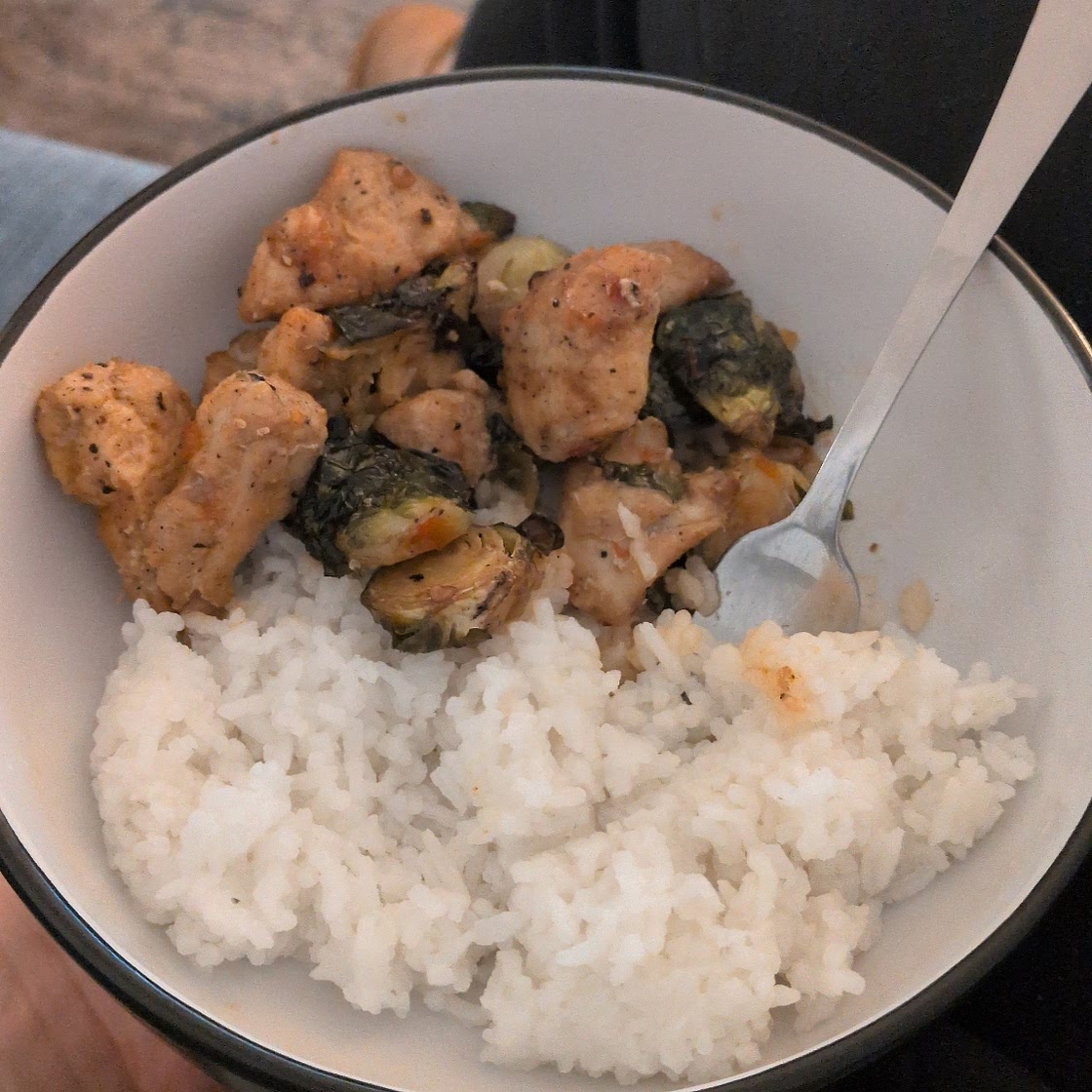 Air Fryer Sweet Chili Chicken and Brussels Sprouts