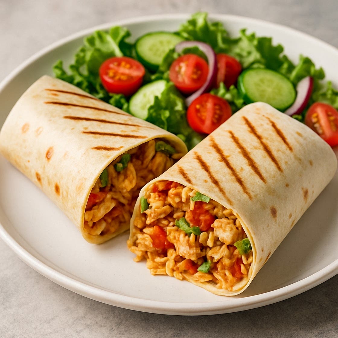 Chicken Burritos with Salad