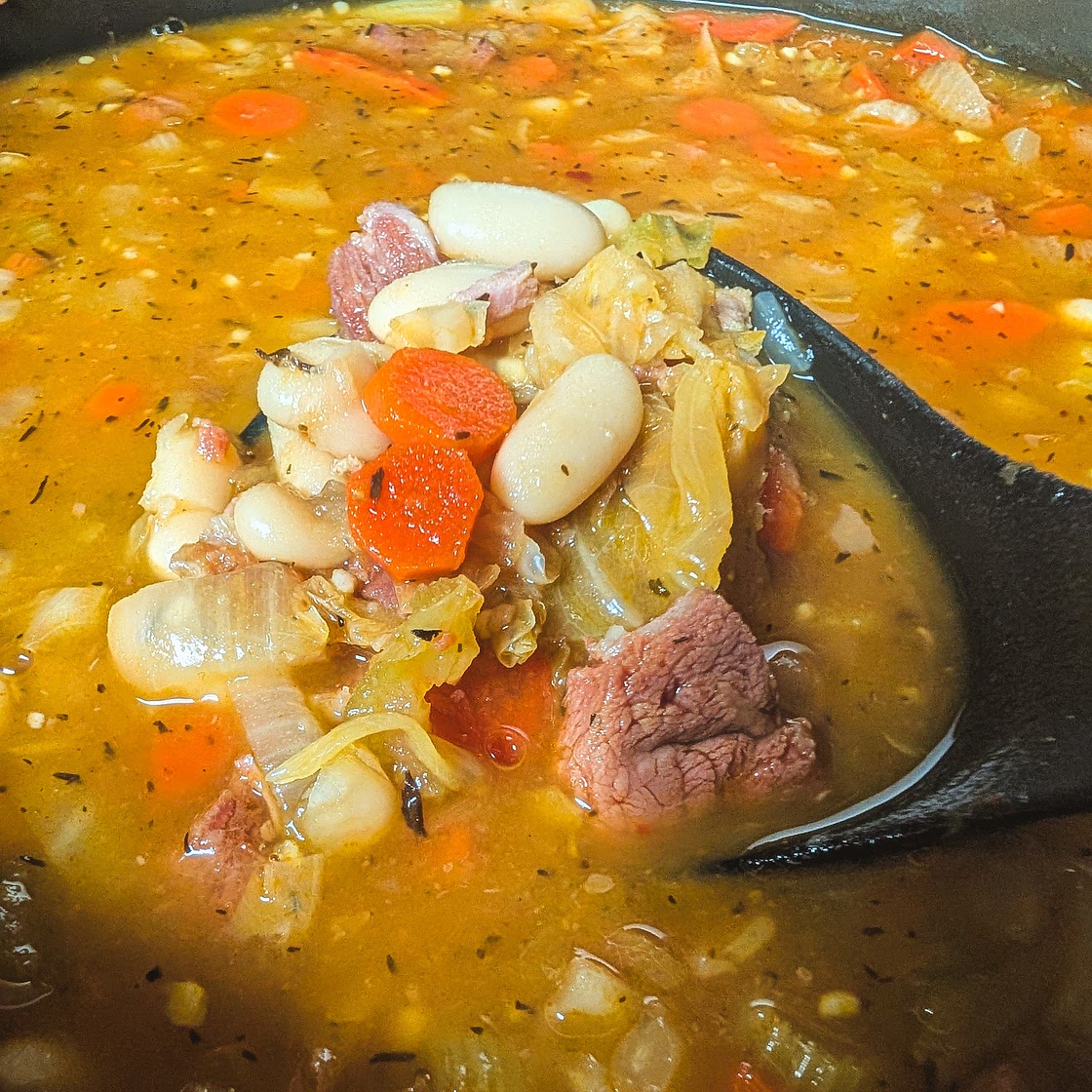 Ham Bean and Cabbage Soup