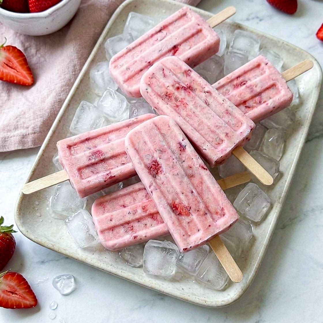 Strawberry Kefir Popsicles