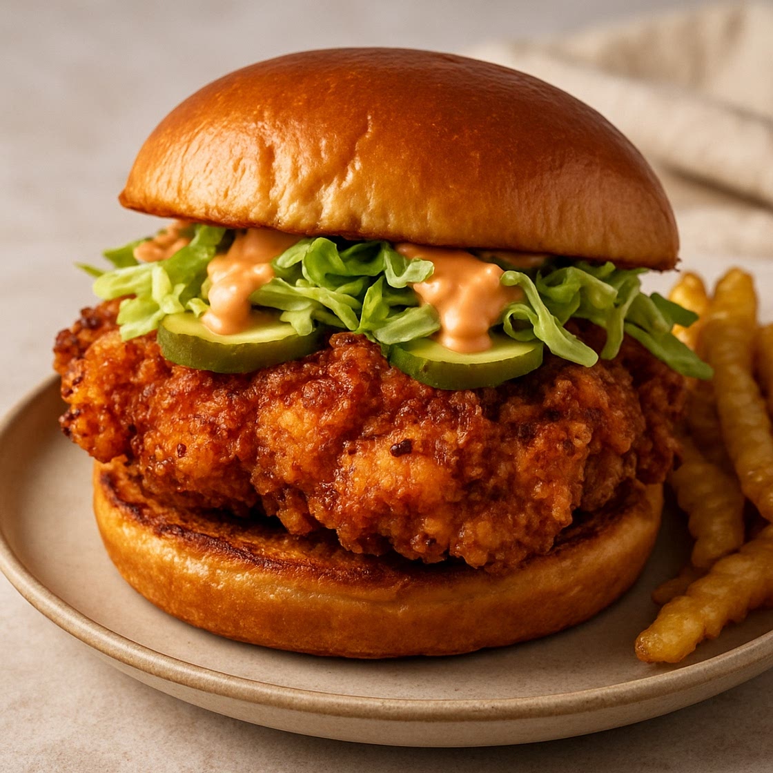 Air-Fryer Spicy Fried Chicken Sandwich