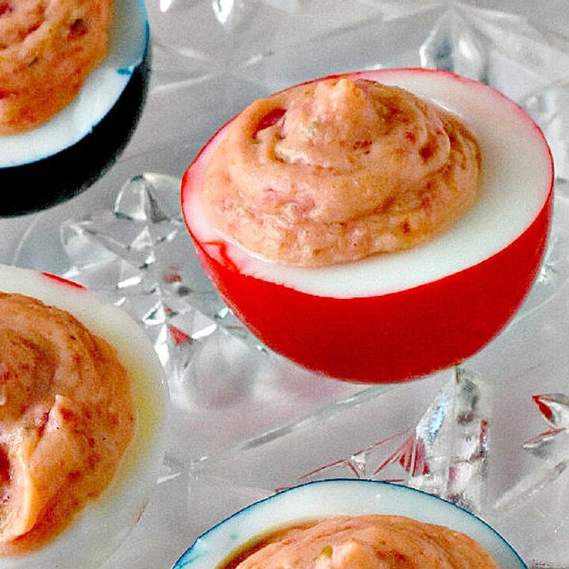 Red White & Blue Deviled Eggs