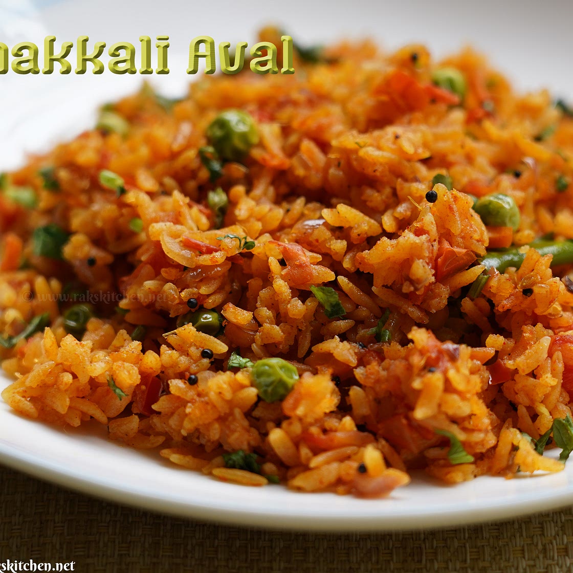 Tomato poha or tomato aval