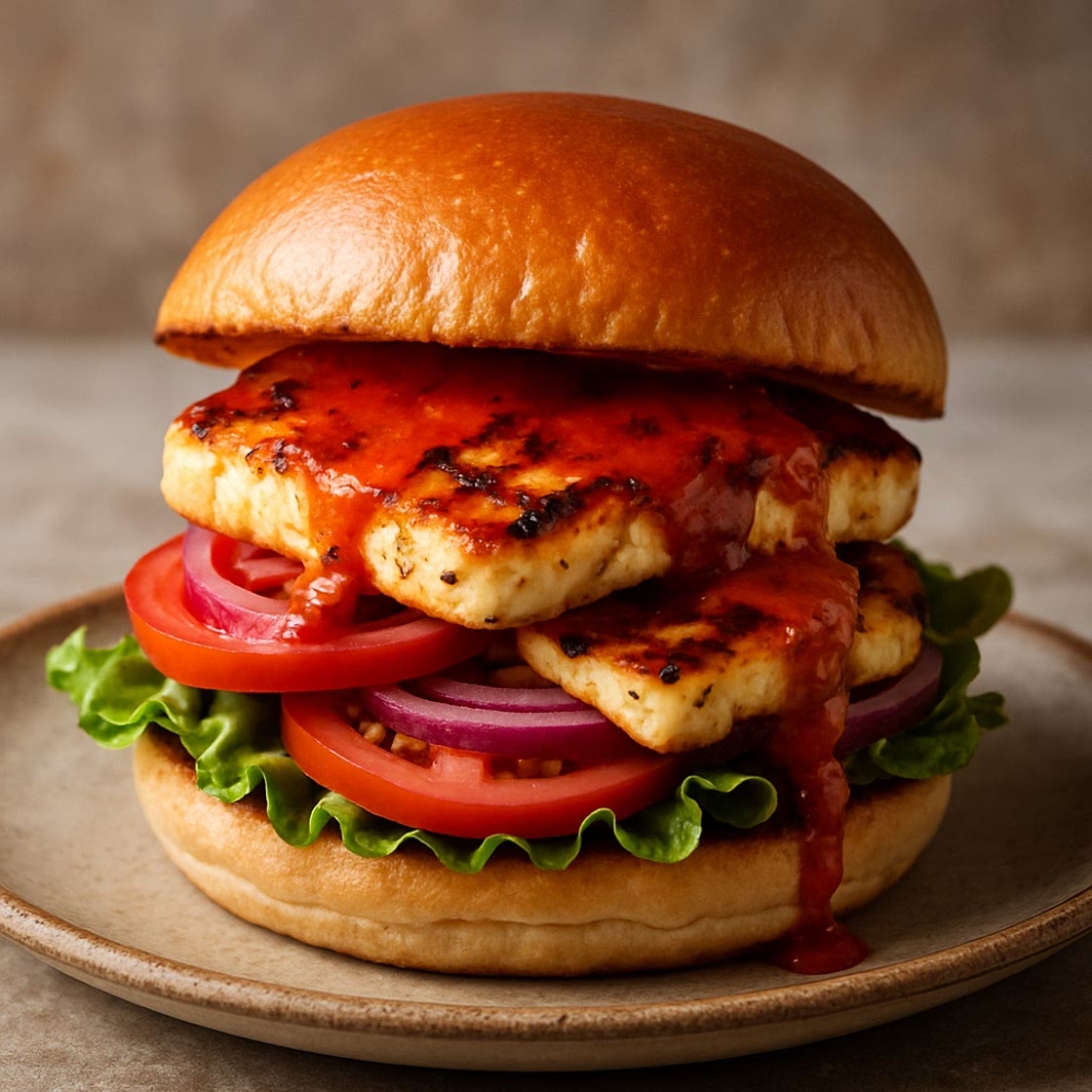 Peri-peri halloumi burger
