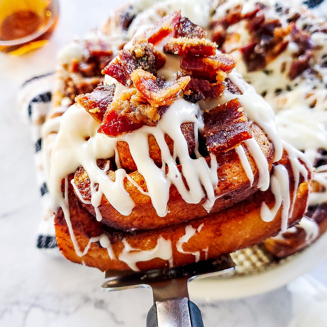 Boozy Maple Whiskey Cinnamon Rolls (with Candied Bacon)