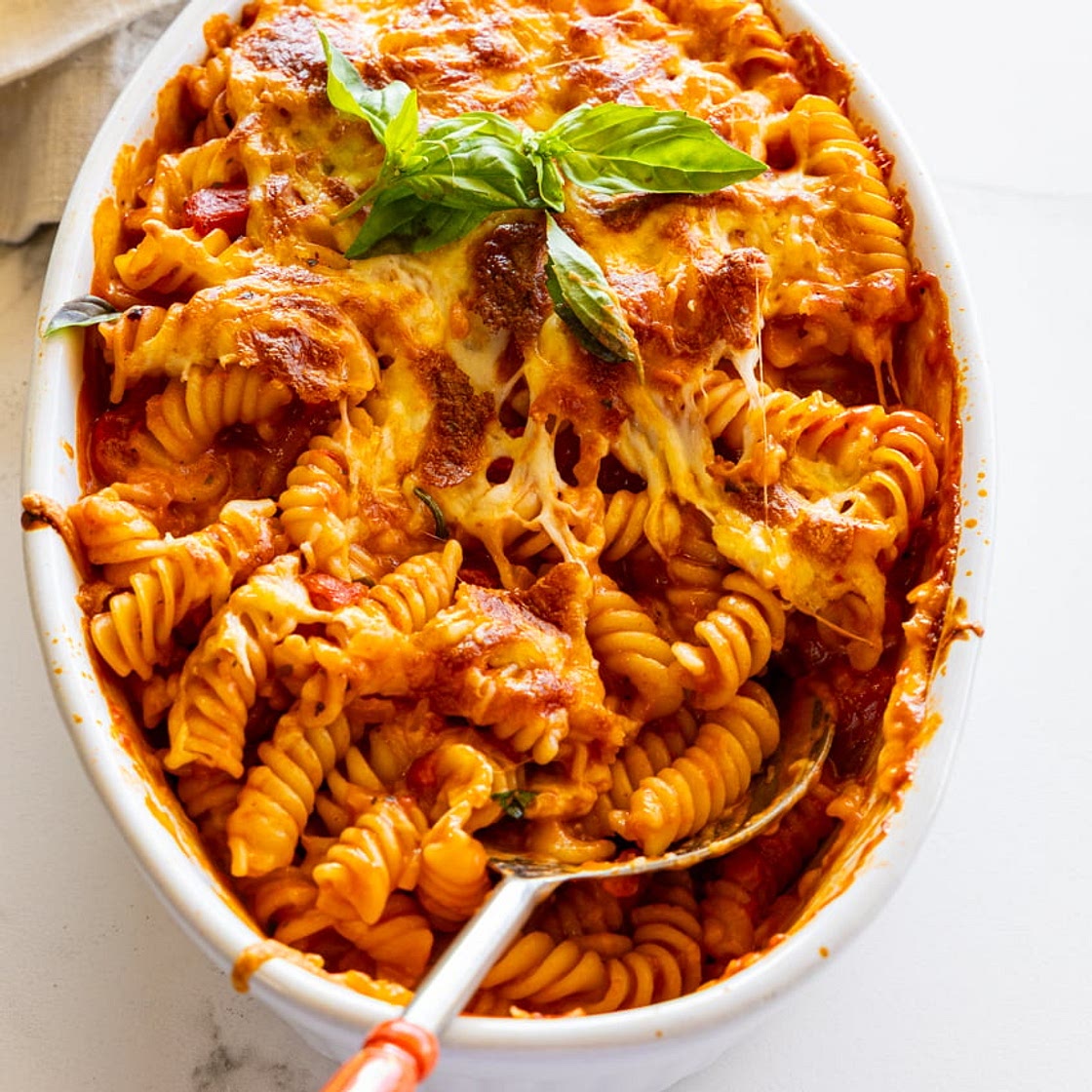 Easy cheese and tomato pasta bake