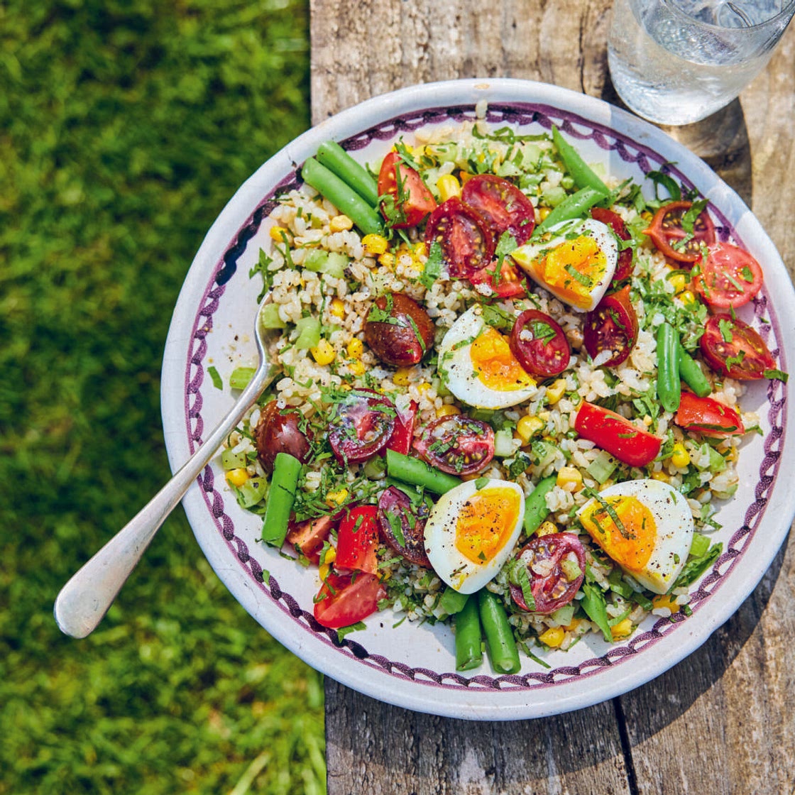 Italian Rice Bowl With Tomatoes, Eggs and Herbs