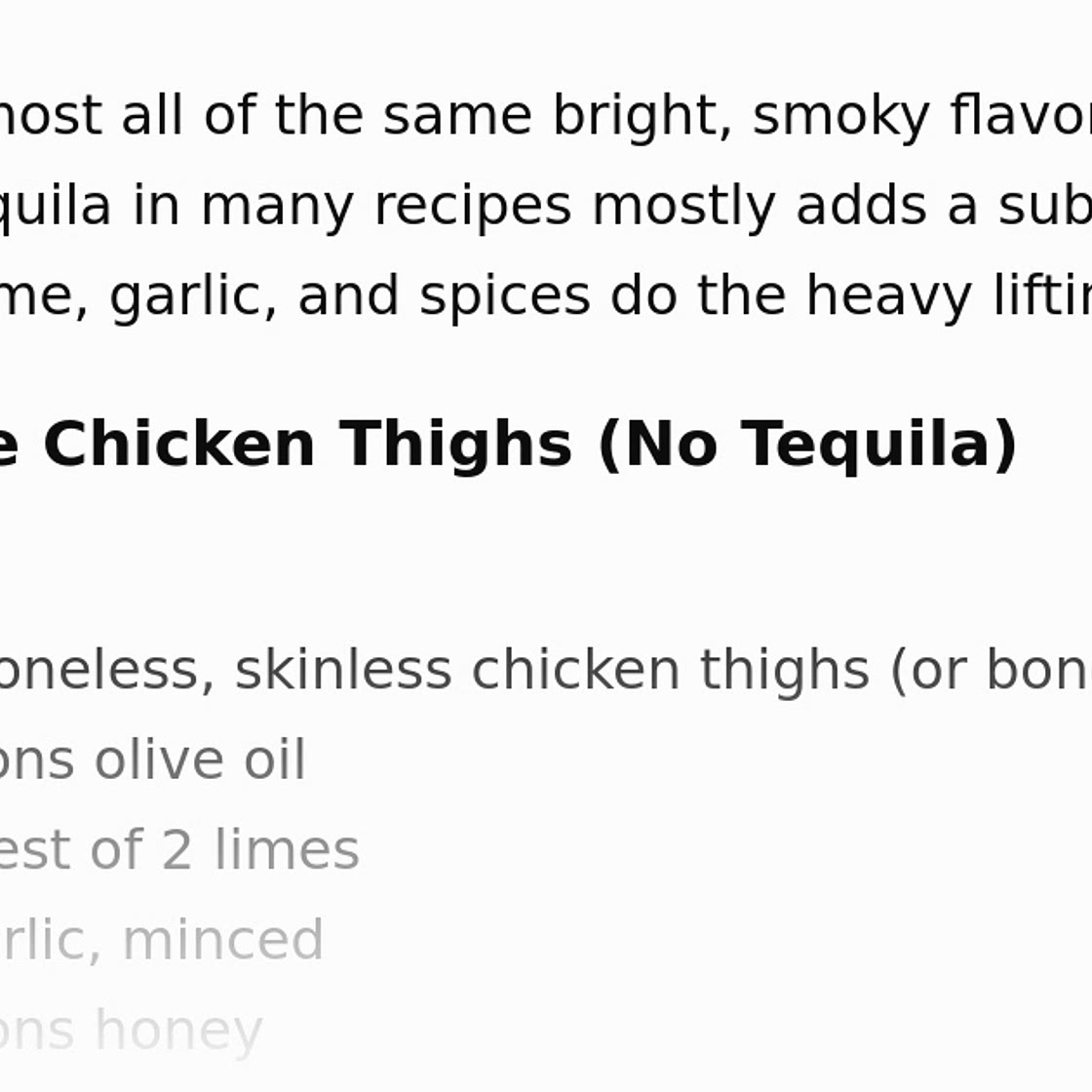 Zero Tequila,  lime chicken