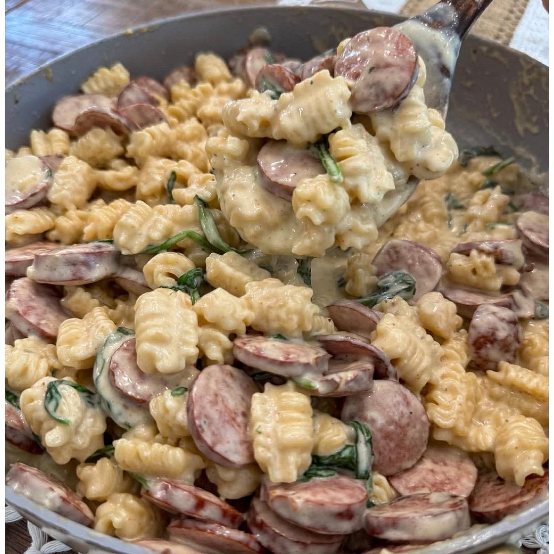 Creamy garlic and herb sausage pasta