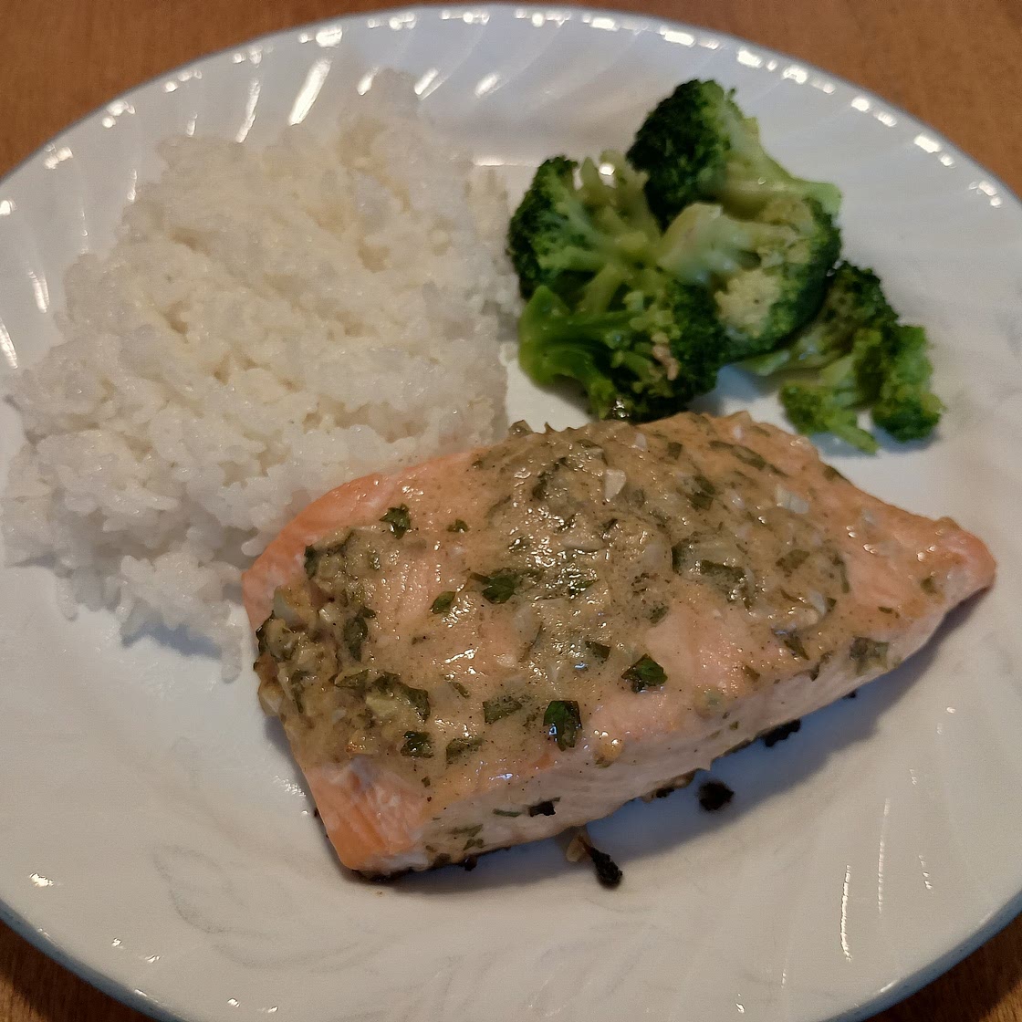 Baked Salmon with Garlic and Dijon