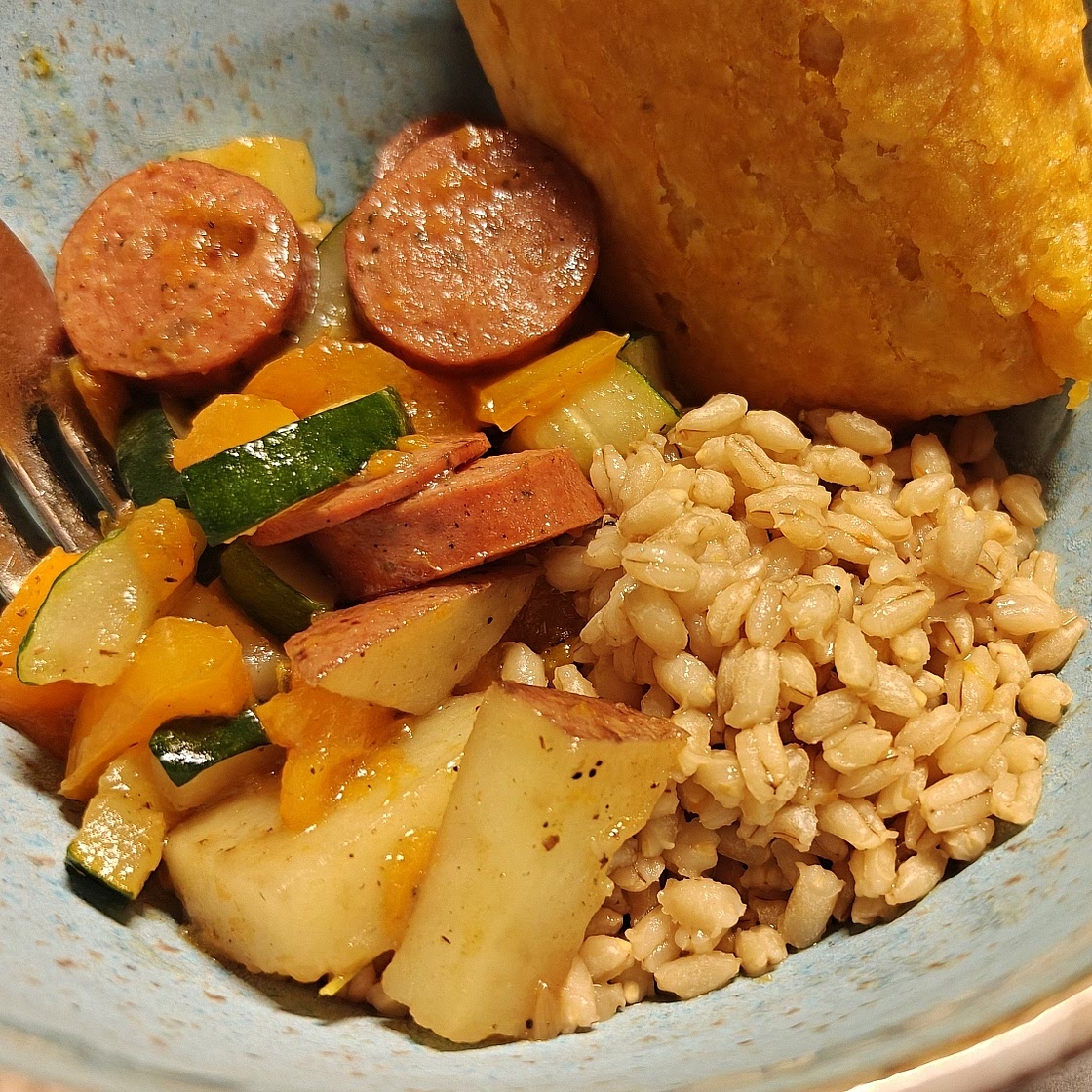 Summer Vegetables with Sausage and Potatoes Skillet