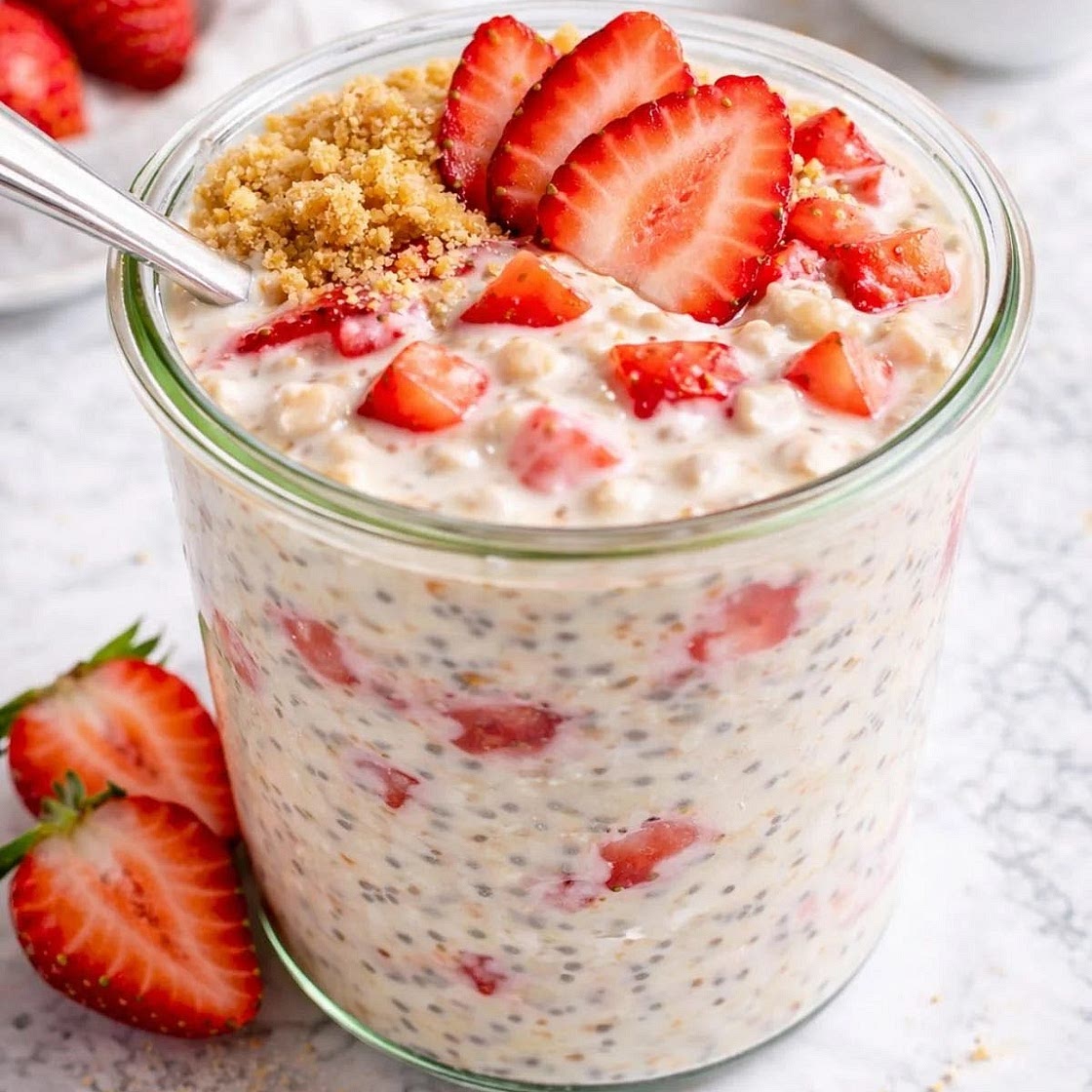 Strawberry Cheesecake Overnight Oats 