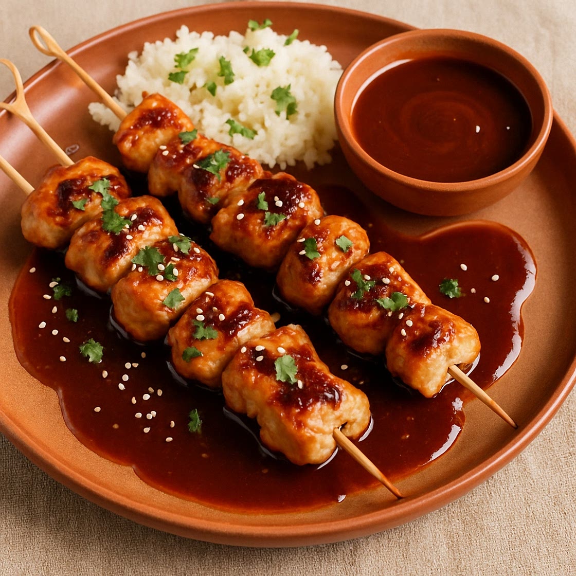 Brochetas de pollo con salsa de tamarindo