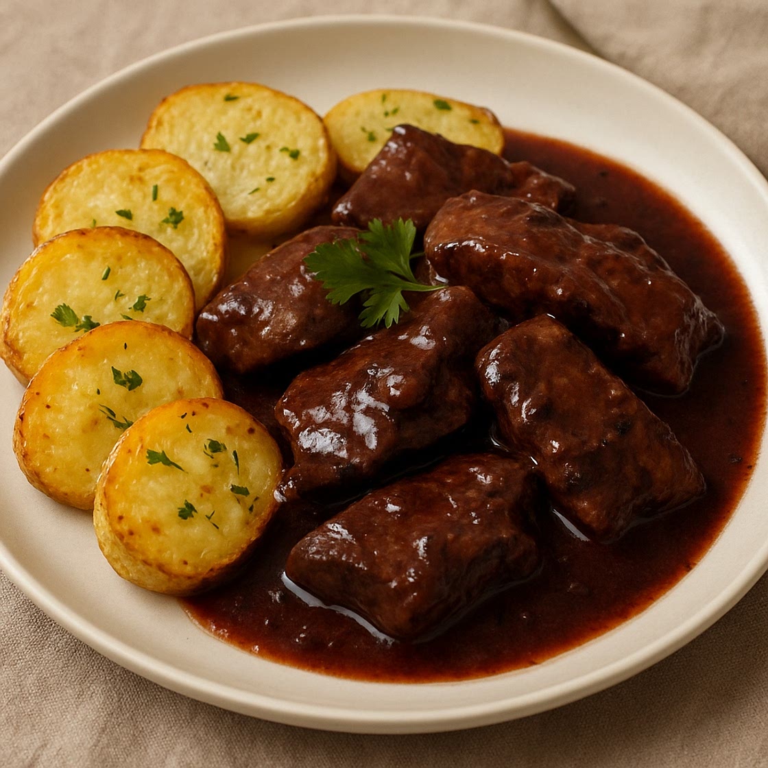 Hígado de ternera al vino tinto