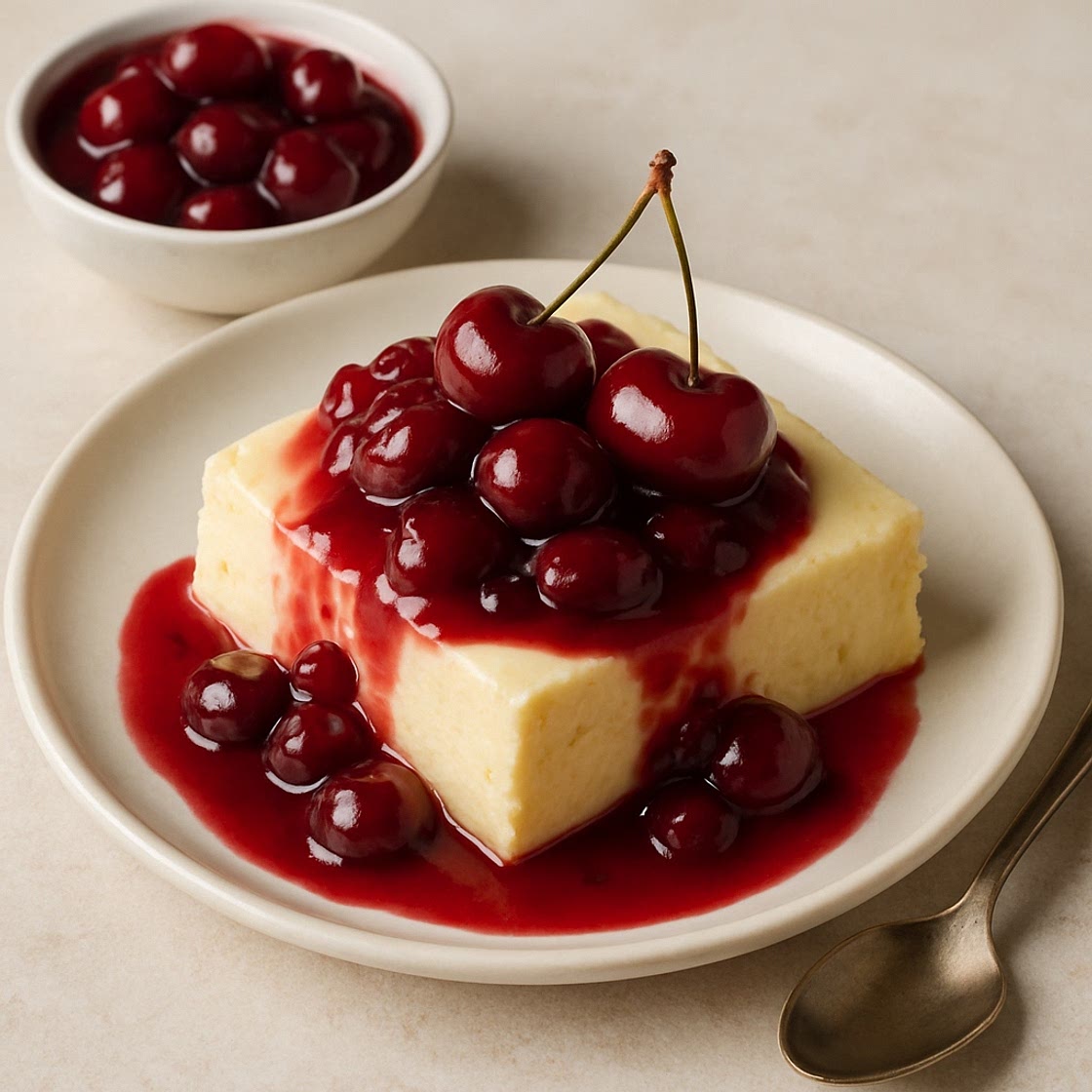 Postre de cereza al estilo italiano