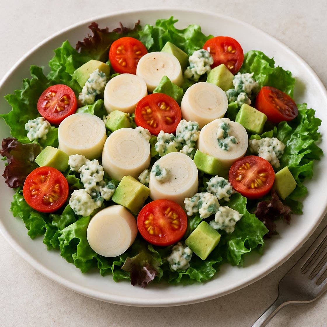 Ensalada de palmitos con roquefort