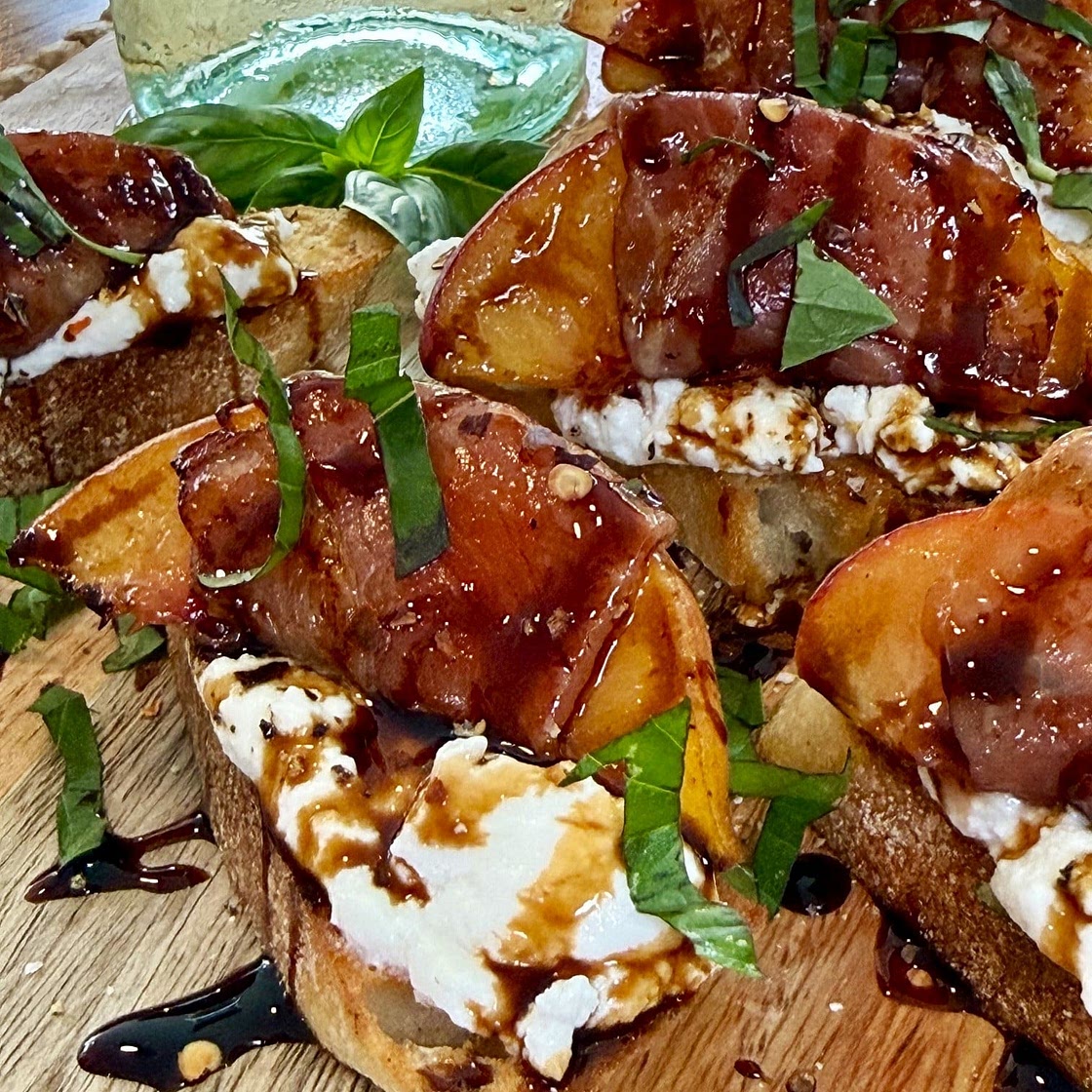 Blackstone Prosciutto Peach Ricotta Crostini