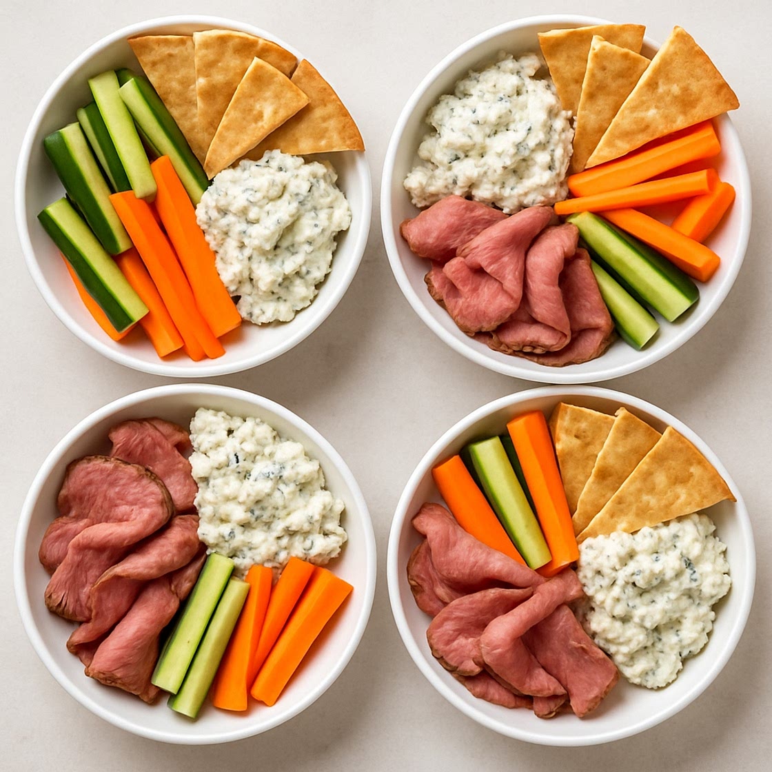 Cold Roast Beef & Blue Cheese Deconstructed Dip Bowls