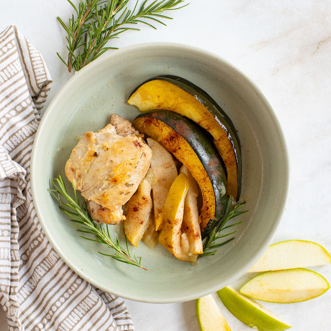 One Pot Roasted Chicken with Acorn Squash