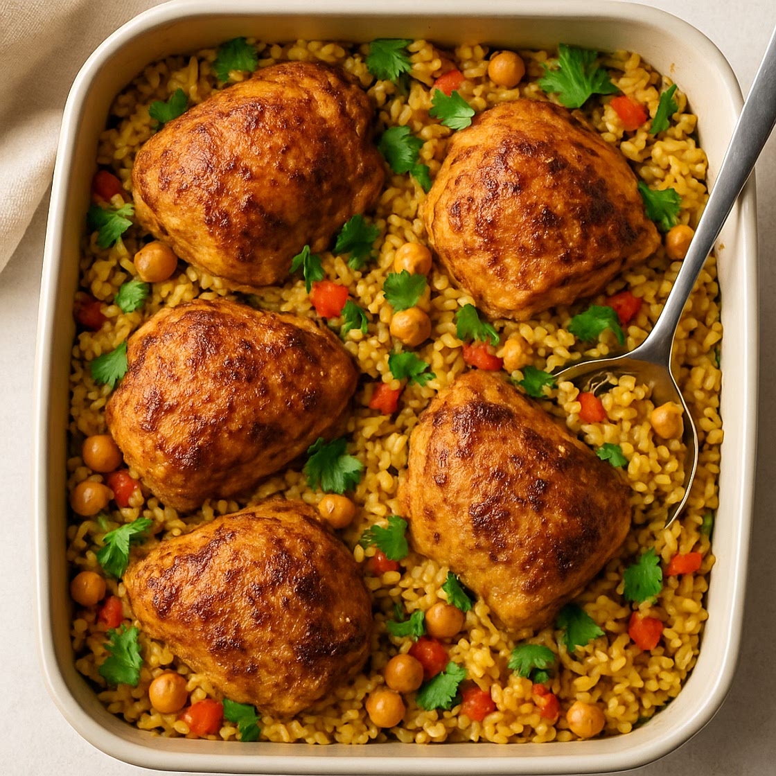 Moroccan-Spiced Chicken & Rice Bake
