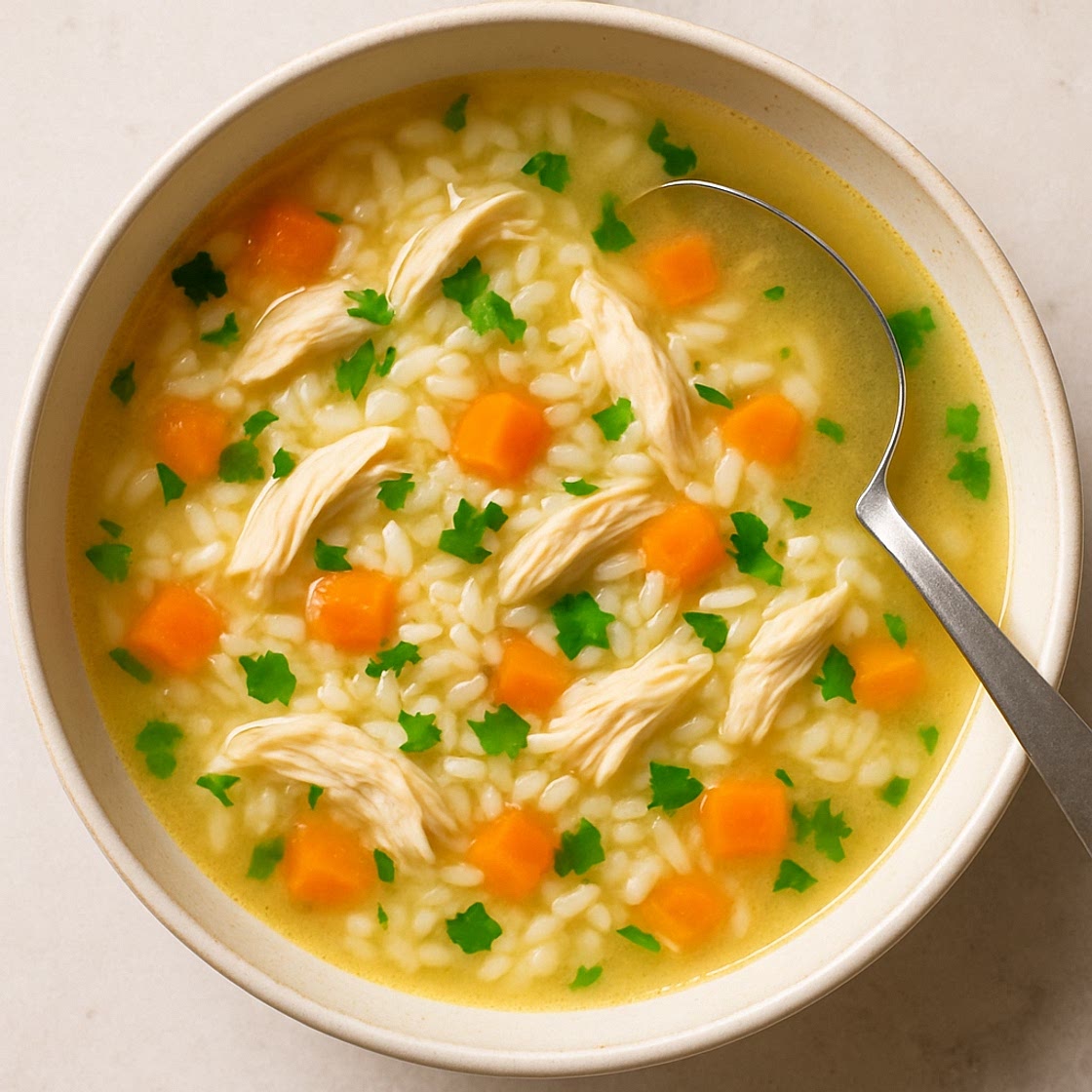 chicken and rice soup (Canja)