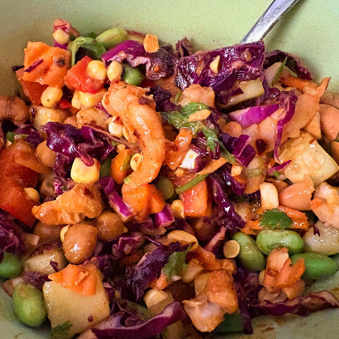 Shrimp Coconut Curry Dense Bean Salad