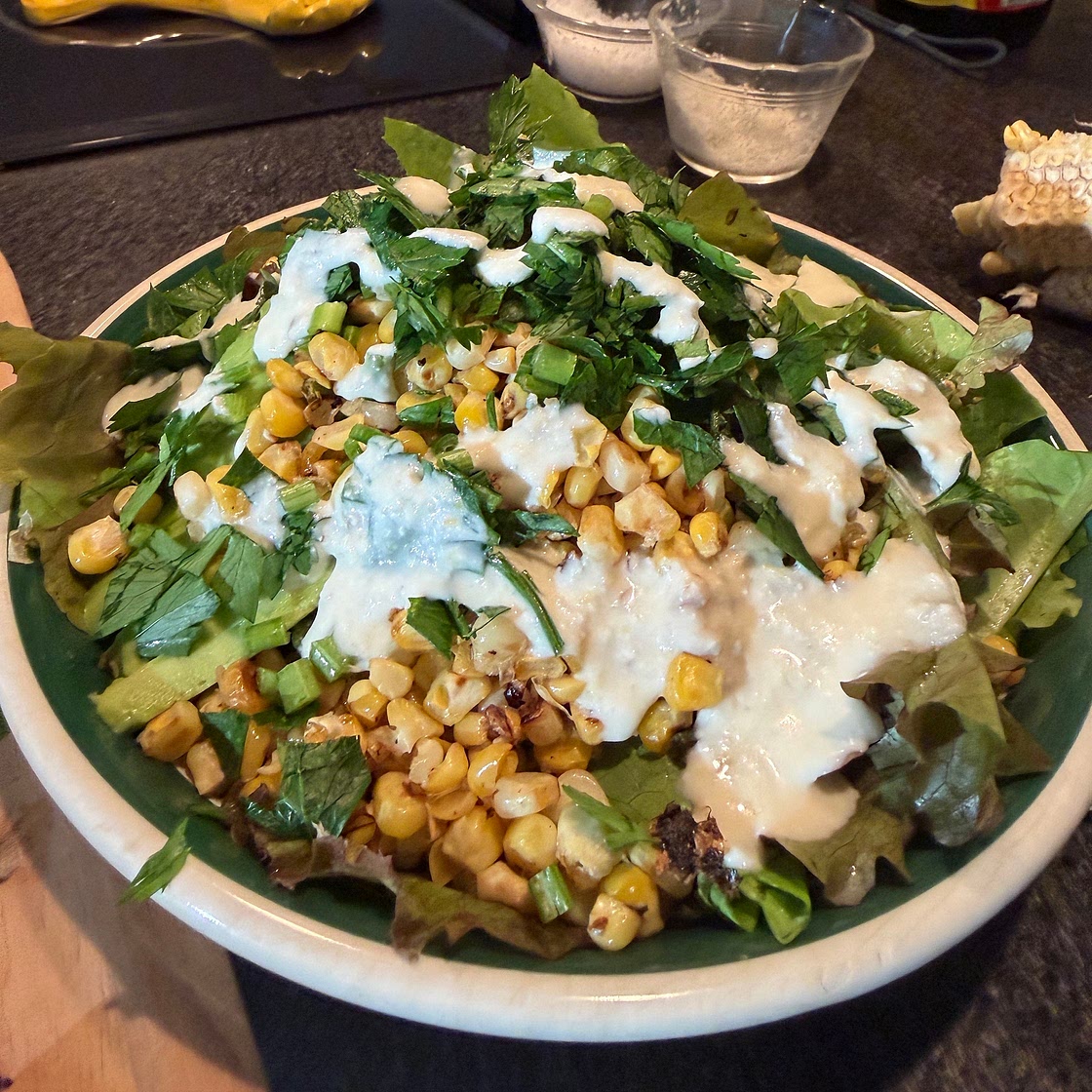 Grilled Corn and Avocado Salad With Feta Dressing