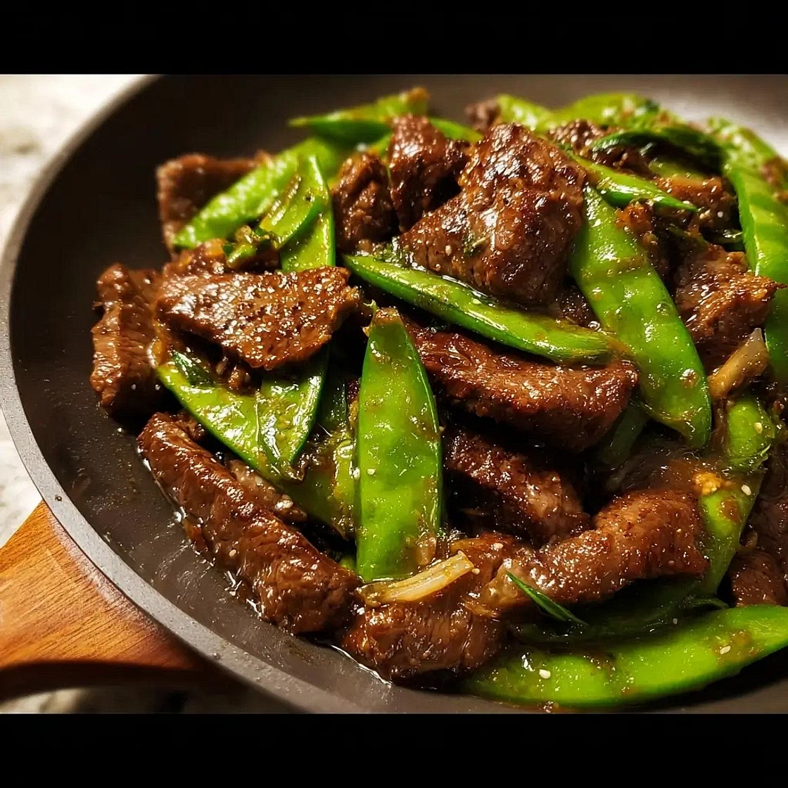 Savory Garlic Ginger Beef & Snap Peas