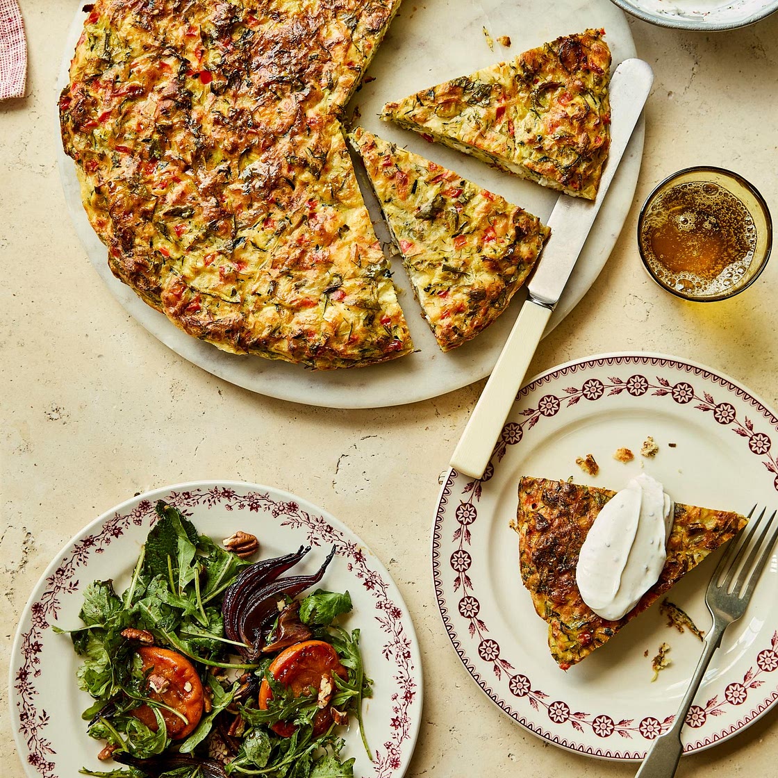 Courgette and feta ijeh (Arabic frittata)