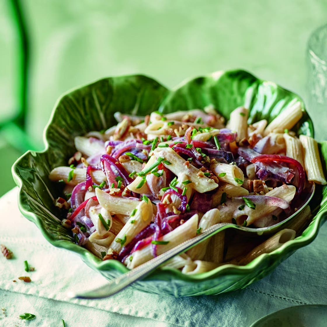 Penne Pasta with Red Onions and Goat's Cheese